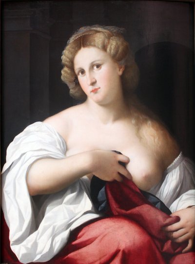 Portrait of a Young Woman with Bare Breast by Palma il Vecchio